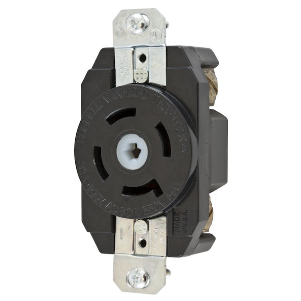 Hubbell Wiring Device-Kellems Locking Receptacle, Non-NEMA, 30 A, 250/600V AC, Three Phase, 4 Pole, Flush Mount, Screw Terminals HBL45305 - main